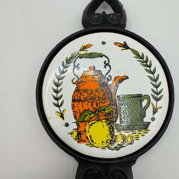 Vintage Cast Metal and Ceramic Tile Spoon and Fork Kitchen Decor. Coffee and Tea - Picture 6 of 7